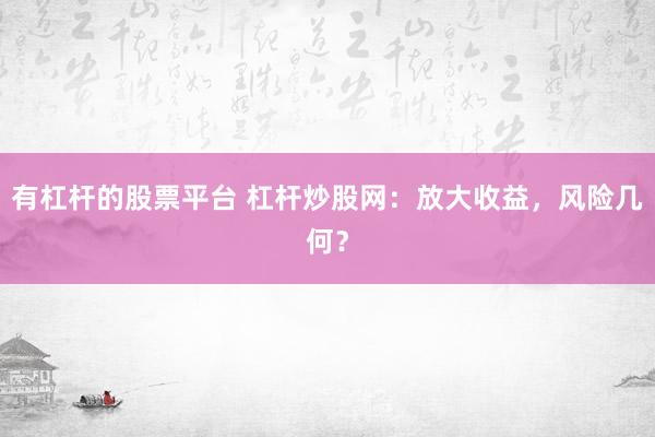有杠杆的股票平台 杠杆炒股网：放大收益，风险几何？