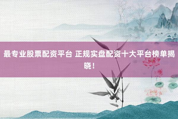 最专业股票配资平台 正规实盘配资十大平台榜单揭晓！