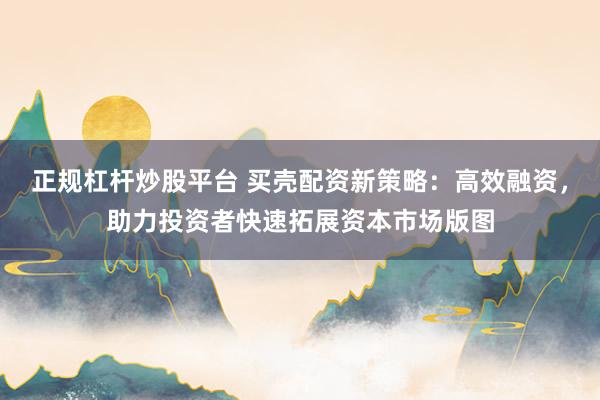 正规杠杆炒股平台 买壳配资新策略：高效融资，助力投资者快速拓展资本市场版图